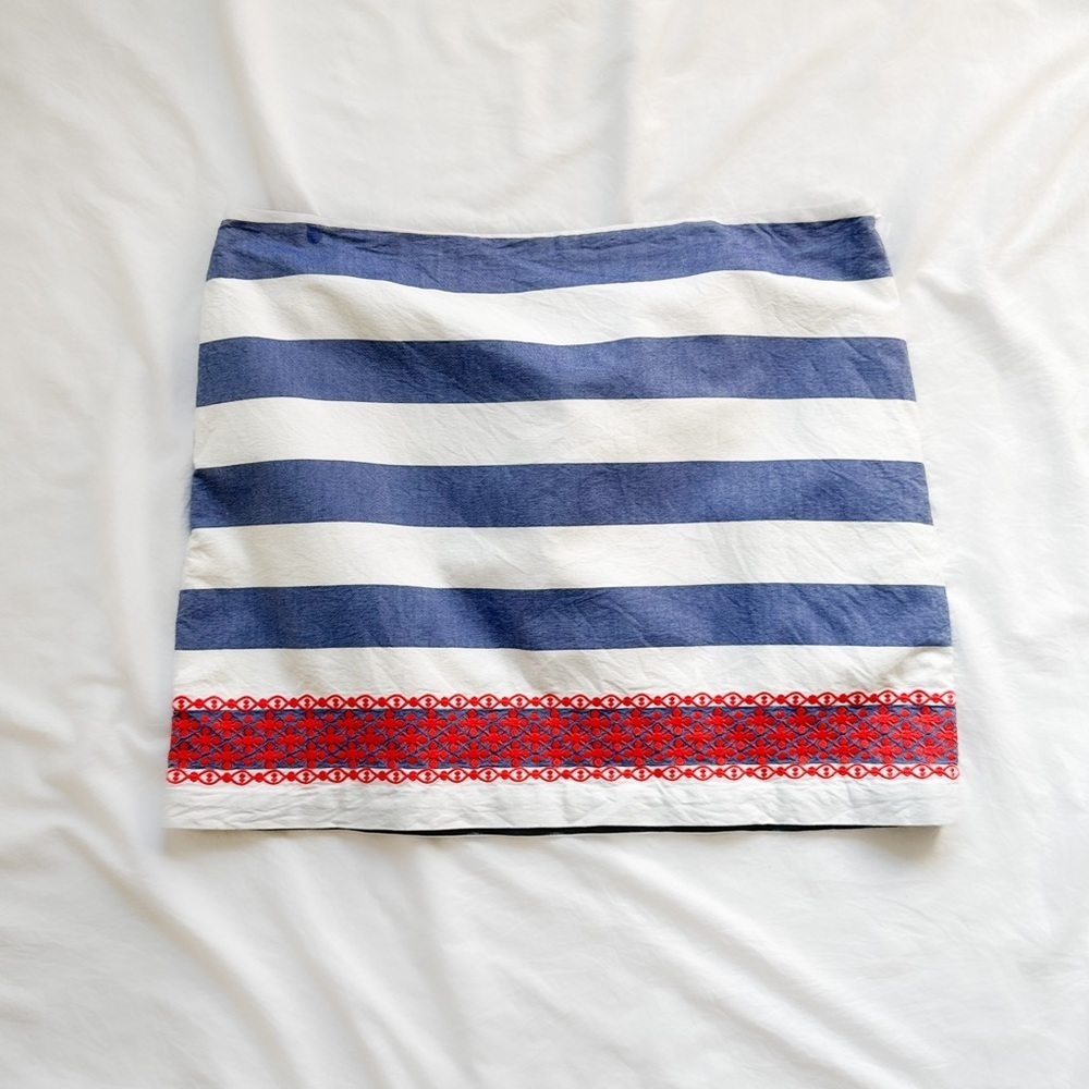 Vineyard Vines Preppy Striped Embroidered Mini Skirt Size 12 Coastal Resort Work